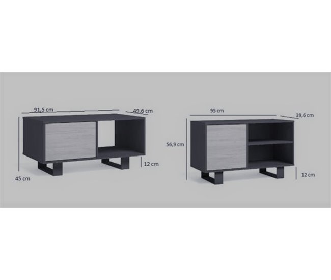 Conjunto de muebles  1Mueble TV100, 1 Mesa de Centro Blanco