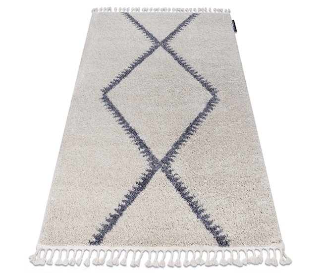Alfombra BERBER MEKNES B5910 Franjas Bereber Marroquí 200x290 Crema