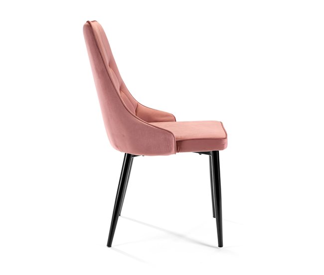 4x Silla tapizada capitoné de terciopelo SJ.054 Rosa