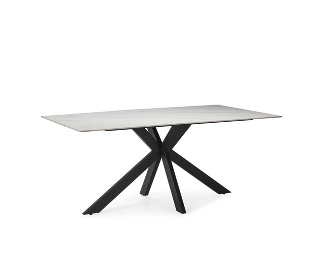 Mesa rectangular en cerámica blanca BIMBA Blanco/ Negro