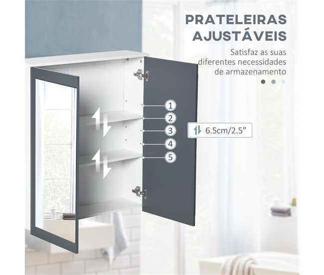 Armario con Espejo MDF, Vidrio kleankin, hogar - baño Blanco