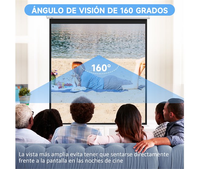 Pantalla de Proyector Plástico, Metal HOMCOM Blanco