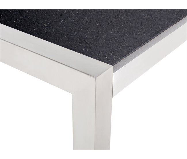 Beliani Mesa de jardín GROSSETO 90x180 Negro/ Gris