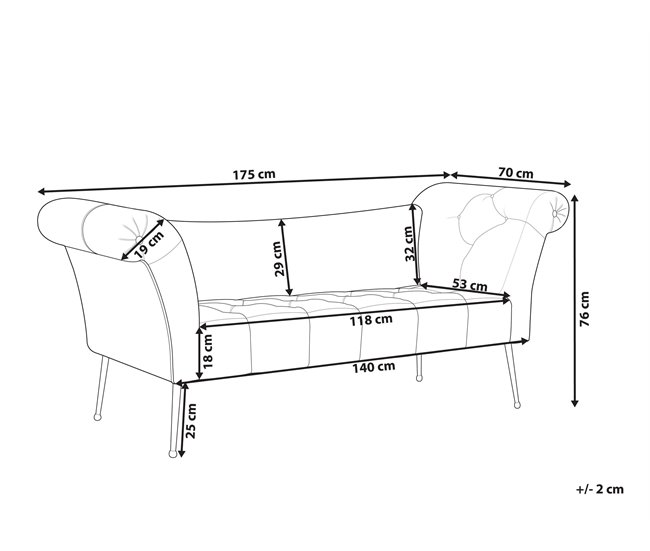 Beliani Chaise longue Terciopelo NANTILLY Negro