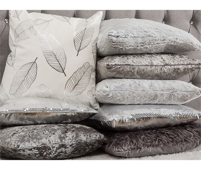 Beliani Cojín decorativo CLEMATIS Gris Claro
