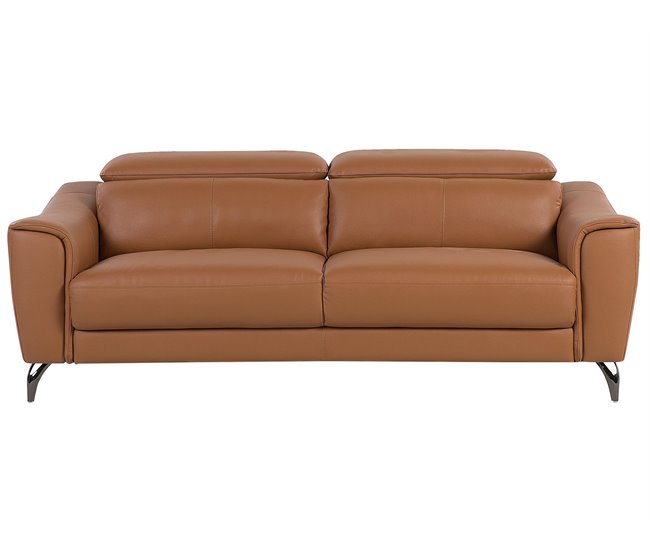 Beliani Sofá de 3 plazas Piel sintética NARWIK Dorado