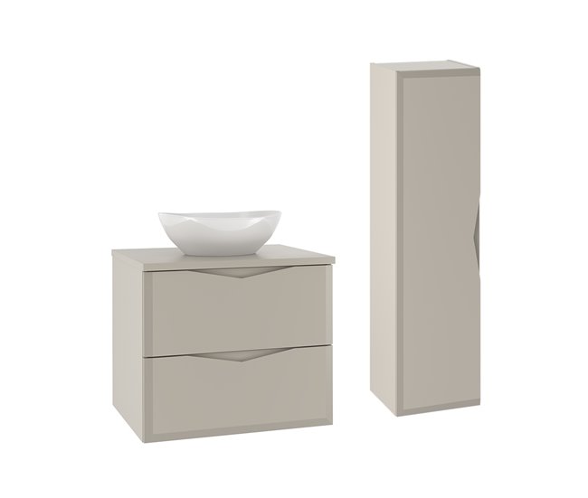 Conjunto de muebles con lavabo individual y columna Ellie 60 Beige