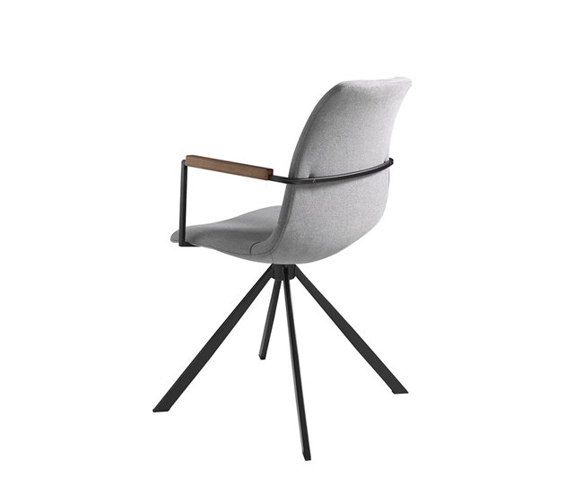 Silla giratoria en tela y patas acero negro Gris