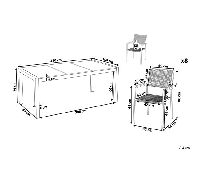 Beliani Conjunto de comedor GROSSETO Grafito