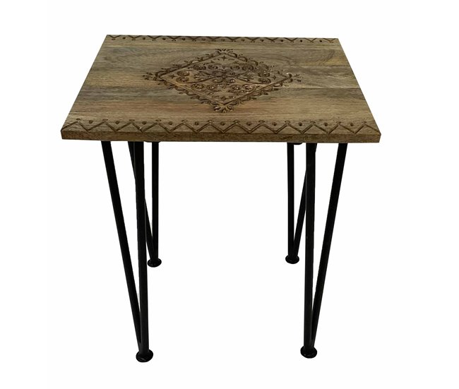 Mesa auxiliar en madera de mango JUNO Negro/ Madera