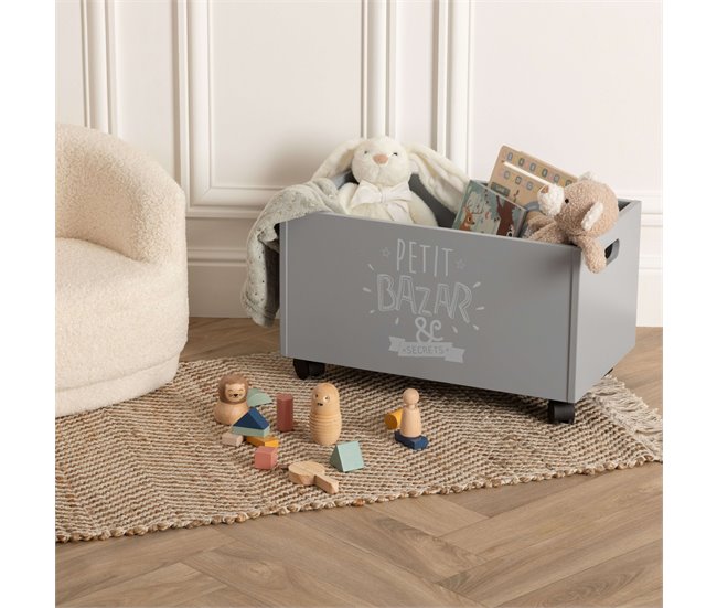 Baúl Bazar Contemporáneo con Ruedas 48 Gris