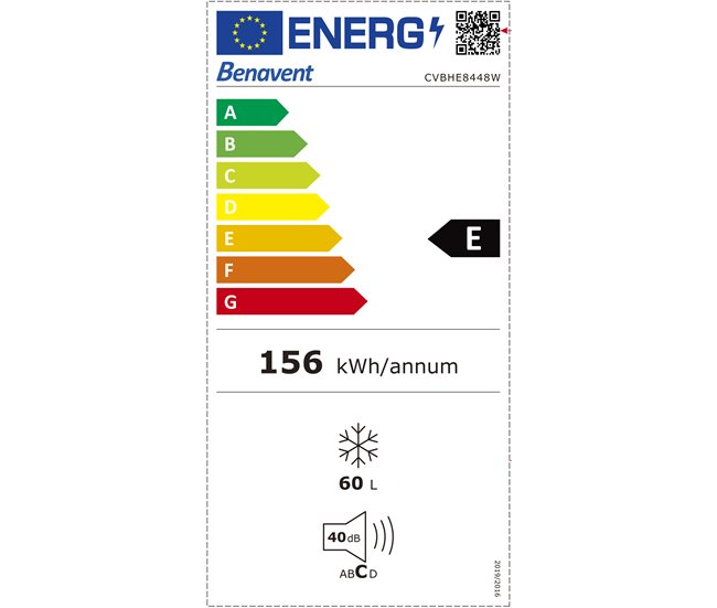 Congelador vertical 47,5cm 60L frío estático BENAVENT CVBHE8448W Blanco