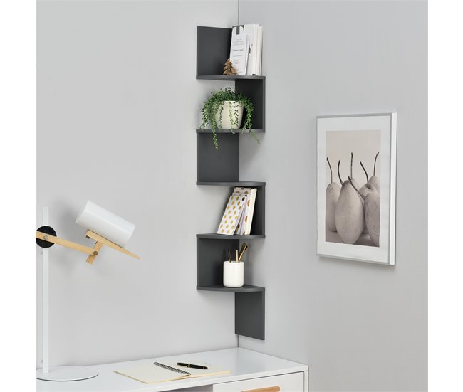 [en.casa] Estantería de pared diseño retro 123 Gris Oscuro