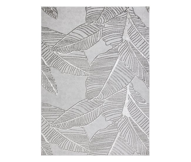Alfombra LIRA E1482 Hojas estructural moderna glamour 80x150 Gris