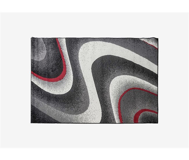 Alfombra CURVE medidas 150x210cm Negro/ Rojo