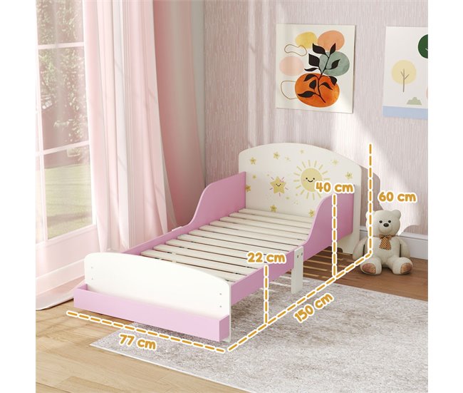 Cama Infantil MDF, Contrachapado AIYAPLAY 150x77 Rosa