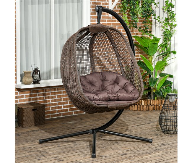 Silla Colgante Acero Marron