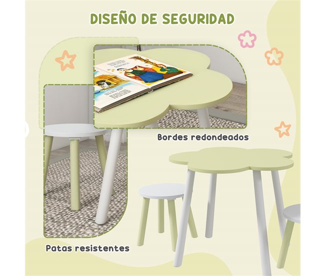 Mesa para Niños MDF, Madera de Pino ZONEKIZ 59x59 Amarillo