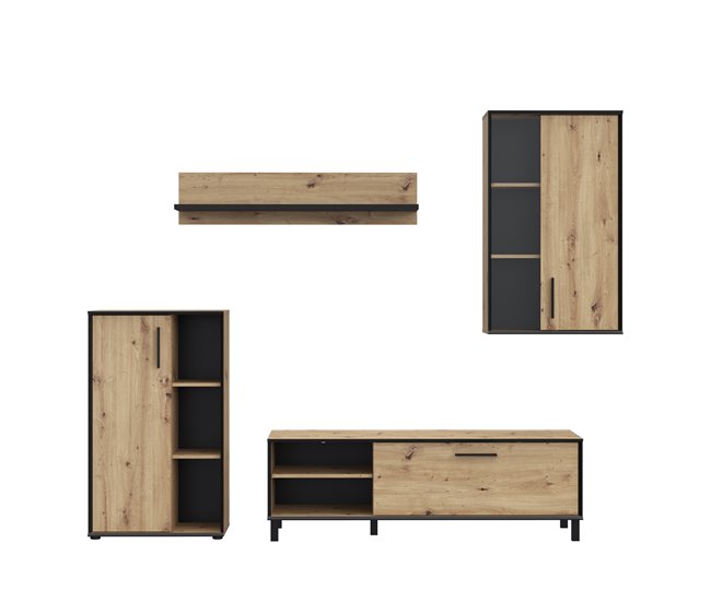 Mueble compacto de TV PORTOPINO 236 cm , roble Madera