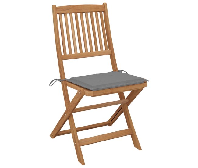8 Sillas de jardín plegables de madera maciza acacia con cojines Antracita