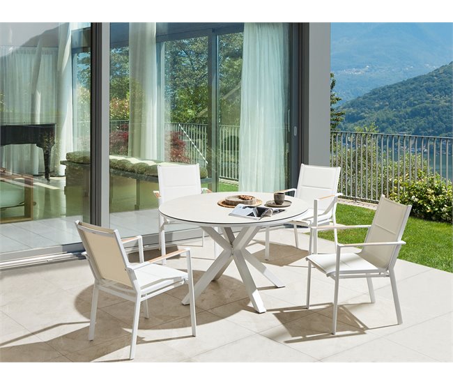 Beliani Mesa redonda MALETTO 120x120 Blanco/ Gris