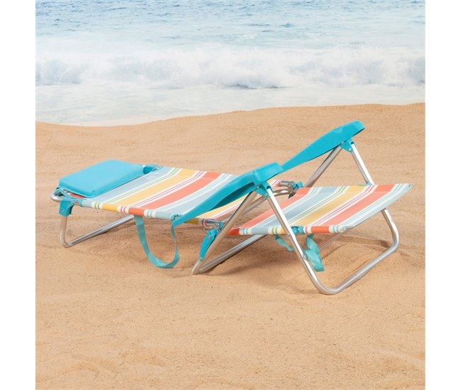Aktive Silla plegable de playa 7 posiciones, con cojín Multicolor