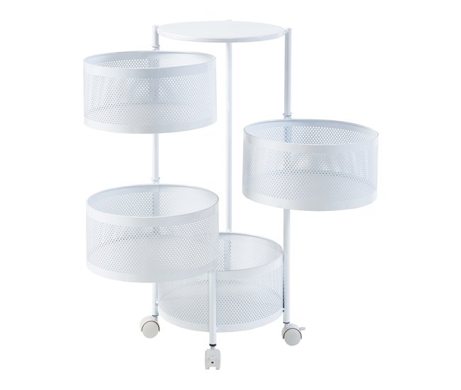 [en.casa] Carrito de cocina Steigen con 4 cestas redondas acero 33 Blanco
