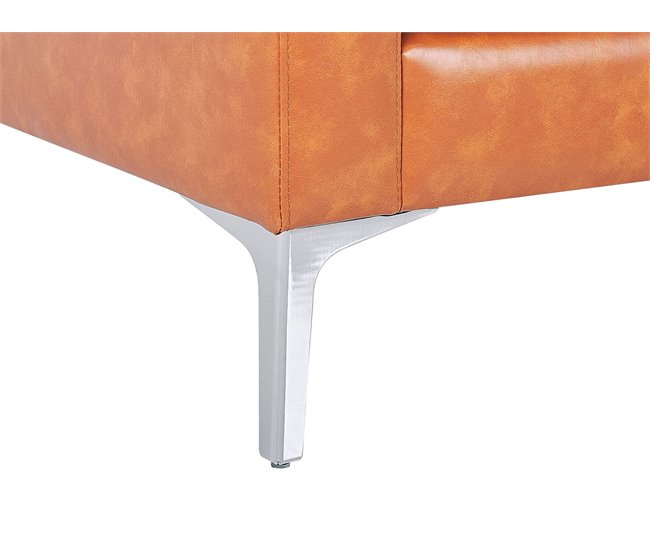 Beliani Sofá de 3 plazas Piel sintética GAVLE Dorado