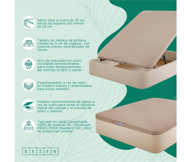 Canapé Polipiel Deluxe 105x180 Beige