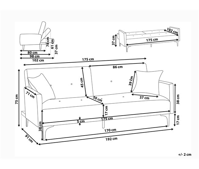 Beliani Sofá cama Poliéster LUCAN Azul Marino
