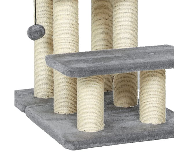 Escalera para Gatos Aglomerado de Madera, Felpa PawHut Gris