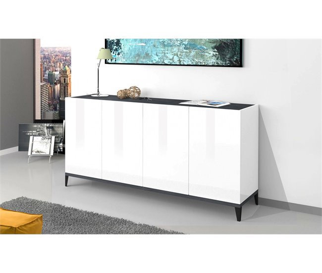 Aparador efecto madera 160 Blanco/ Gris