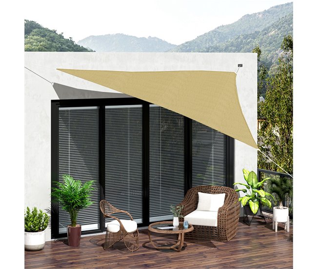 Toldo Vela Triangular PE Outsunny 300x300 Marron