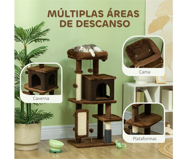 Árbol para Gatos Aglomerado de Madera PawHut Marron