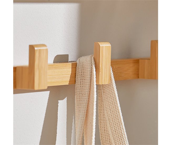 Perchero de Pared con Ganchos bambú FHK06-N SoBuy Madera