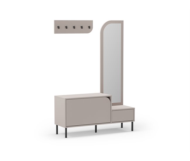 Mueble recibidor zapatero con espejo BEA Beige