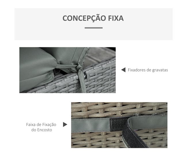 Cojines para Tumbona Poliéster Outsunny Gris