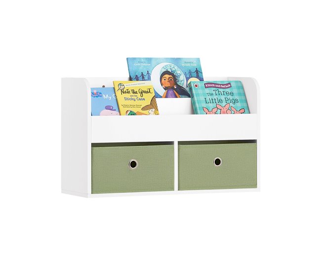 Estantería Infantil de Pared con 2 Estantes 2 Cajones SoBuy KMB81-W Blanco