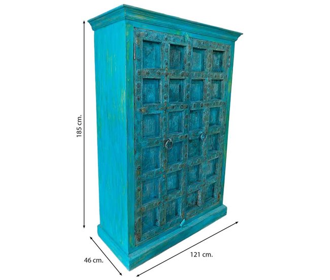 Armario de madera acabado artesanal Azul