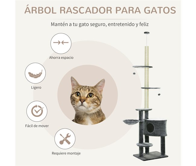 Árbol Rascador para Gatos PawHut Gris