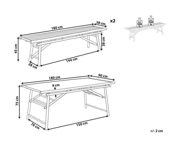 Beliani Conjunto de comedor TINDARI Marron