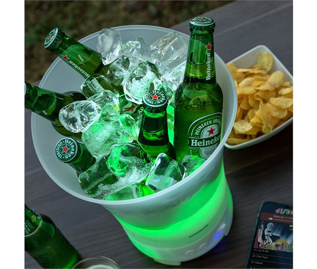 Cubitera LED con Altavoz Recargable Transparente