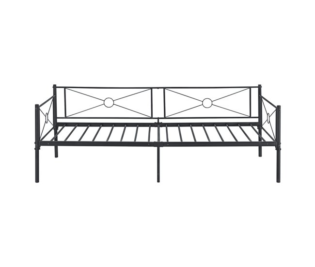 Cama Simple Alvesta con somier Reposacabezas metal 96x207 Negro