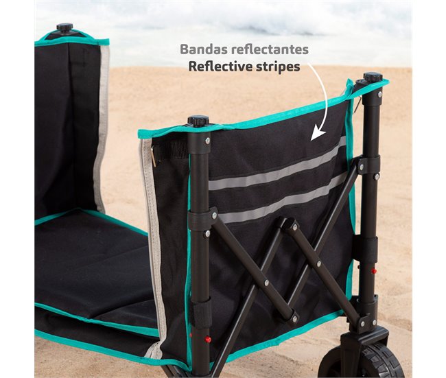 Aktive Carro plegable playa con ruedas todoterreno Negro