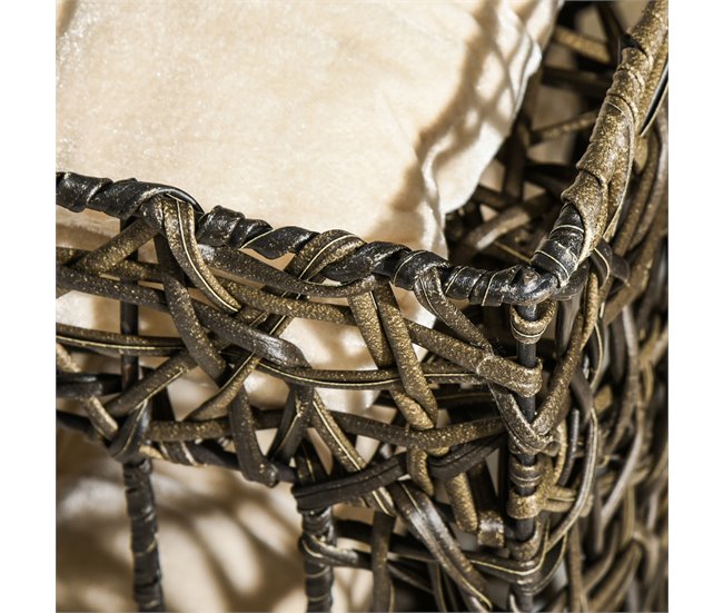 Cesta de Ratán para Gatos Metal, Ratán PE y Algodón PP PawHut Marron