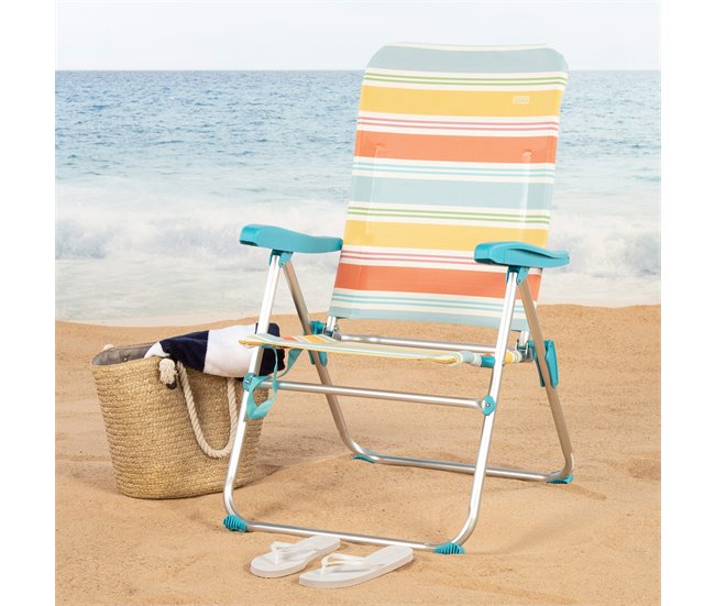Aktive silla playa plegable aluminio 5 posiciones antivuelco Multicolor