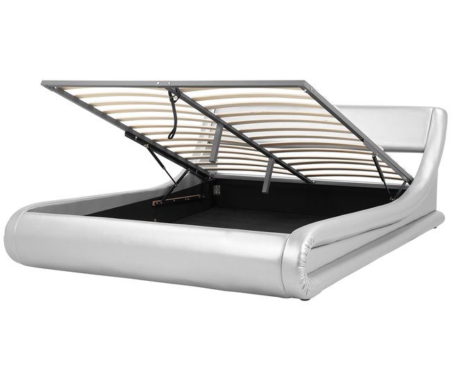 Beliani Cama con somier Piel sintética AVIGNON 205x221 Gris