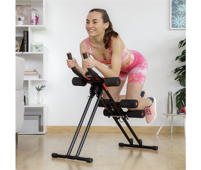 Máquina de Abdominales Plegable con Guía de Ejercicios Negro