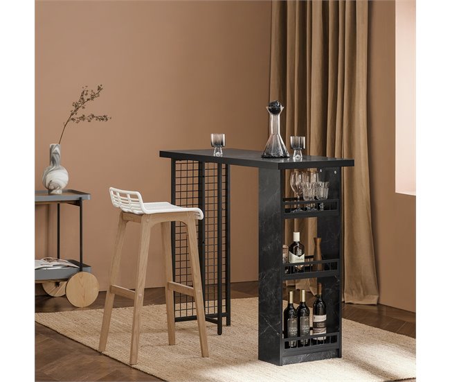 Mesa Alta de Bar con 3 Baldas SoBuy FWT100-SCH Negro