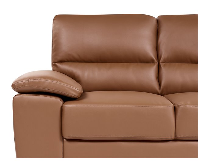 Beliani Sofá de 2 plazas Piel sintética VOGAR Dorado